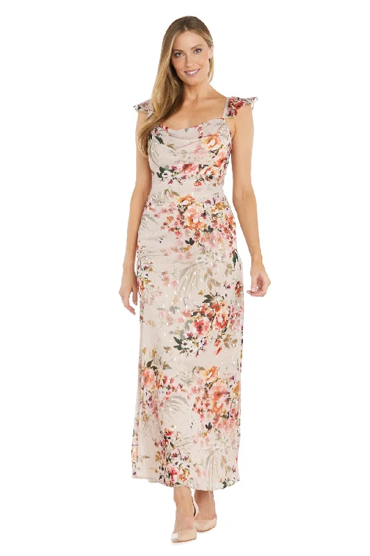 Affordable Women's Garments R&M Richards 6232 Long Floral Print Formal Maxi Dress