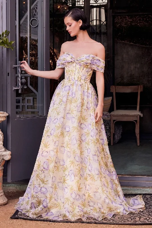 Vintage Clothing For Women Andrea & Leo A1466 A Line Long Floral Printed Pattern Formal Prom Dress