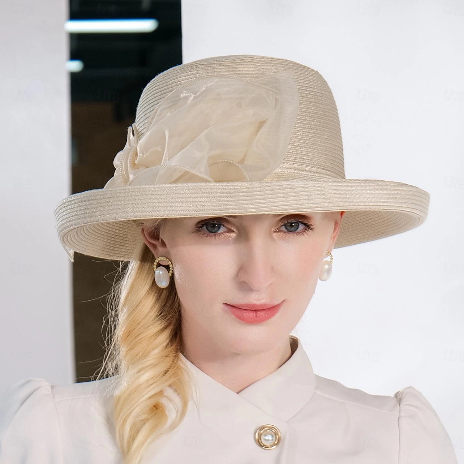 Women's High-Fashion Clothes DingJiDress Hats Fiber Bucket Hat Straw Hat Wedding Tea Party Elegant Wedding With Bowknot Pure Color Headpiece Headwear