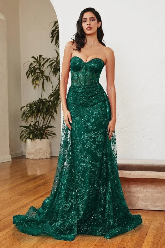 Women's Garments Cinderella Divine CB046 Long Floral Prom Dress Emerald