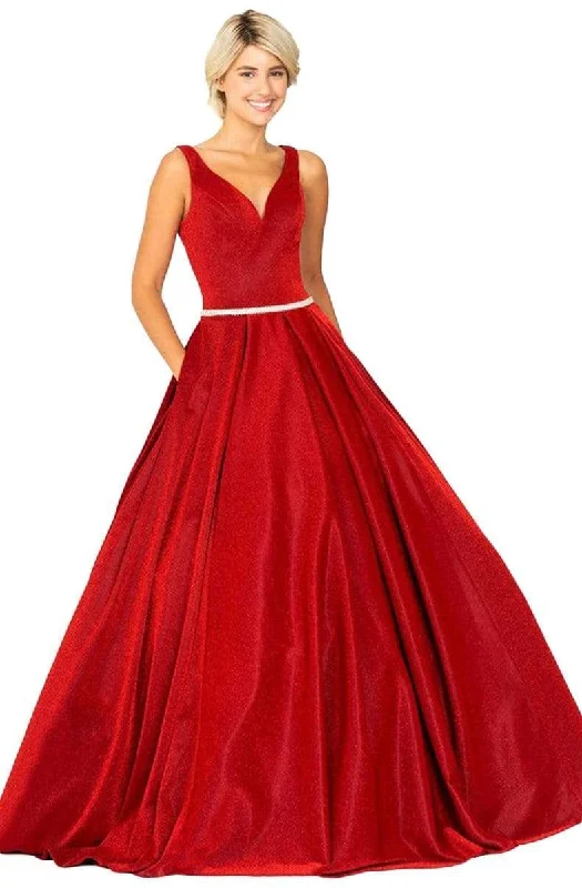 Affordable Luxury Women's Apparel Eureka Fashion - Jersey Glitter V-neck Ballgown