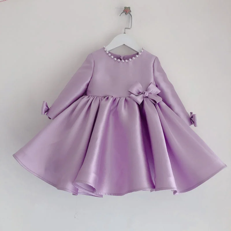 Charming Women's Clothes For Special Events Baby Wedding Dress Neckline Pearl Bow-knot Princess Dress