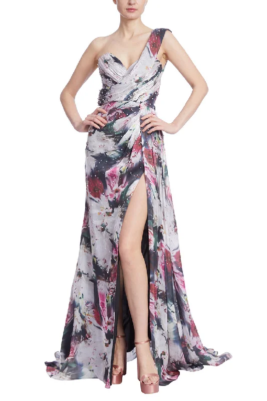 Women's Evening Wear Outfit Badgley Mischka EG4089 Long Beaded Floral Formal Dress