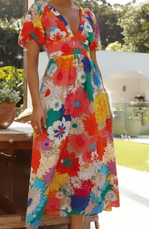 Women's Vintage Garments Bright floral dress