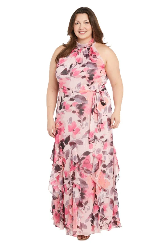 Women's Luxury Garments R&M Richards 1915W Long Floral Printed Formal Plus Size Dress