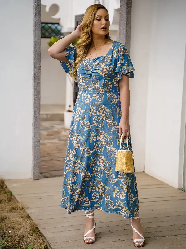 Women's Seasonal Clothes BerriesJam - 2024 Plus Size Floral Print Summer Party Beach Dress