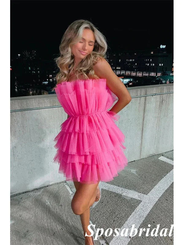 Women's Fashionable Clothing Sets Sexy Barbie PInk Tulle Sweetheart A-Line Mini Dresses/ Homecoming Dresses, PD3574