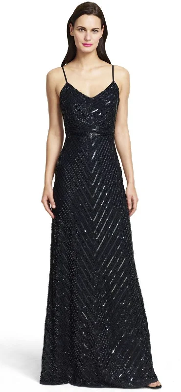 Chic Clothing For Women Adrianna Papell - Fine Strap Fully Beaded V-Neck Gown 91905320