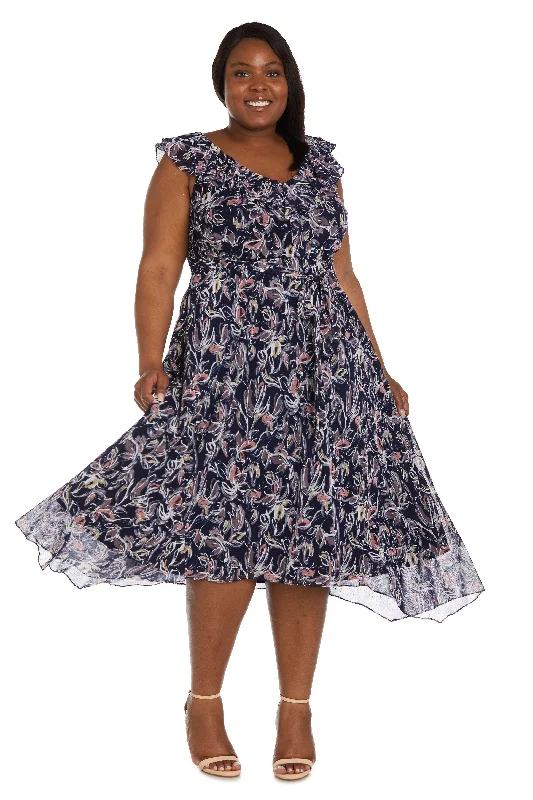 Women's Trendy Casual Outfit R&M Richards 9314W High Low Floral Plus Size Dress