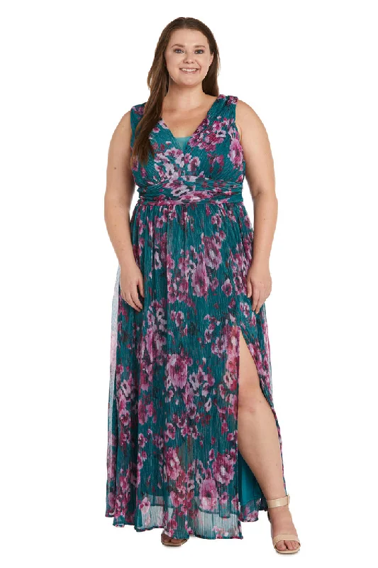 Women's Tailored Outfit Nightway Long Floral Print Plus Size Dress 22042W