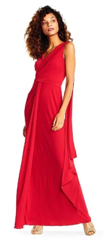 Women's Outerwear Clothing Adrianna Papell - Gathered Bodice Draped Jersey Gown AP1E202251 - 1 pc Cardinal In Size 6 Available