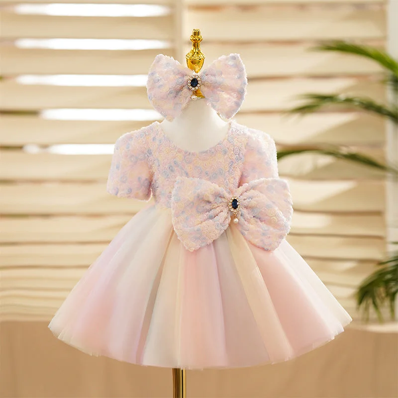 Women's Everyday Apparel Baby Girl Rainbow Wedding Puffy Birthday Princess Dress