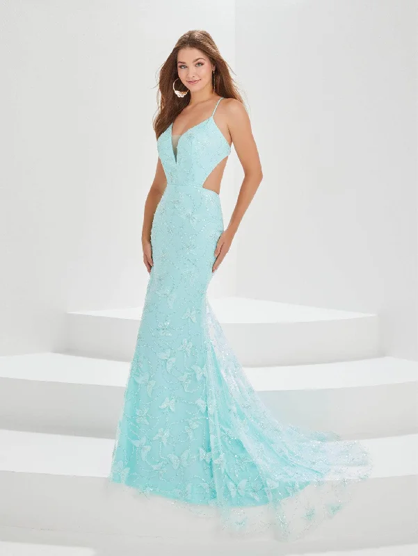 Women's Elegant Clothing Sets Tiffany Designs by Christina Wu 16013 - Butterfly Laced Prom Gown