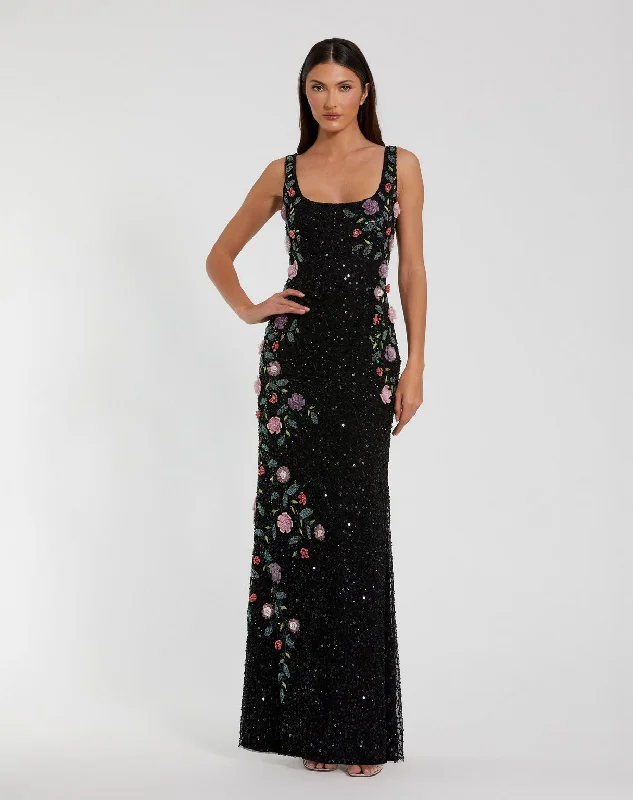 Women's Tops And Clothing Mac Duggal 9340 Floral Beaded Long Formal Evening Dress