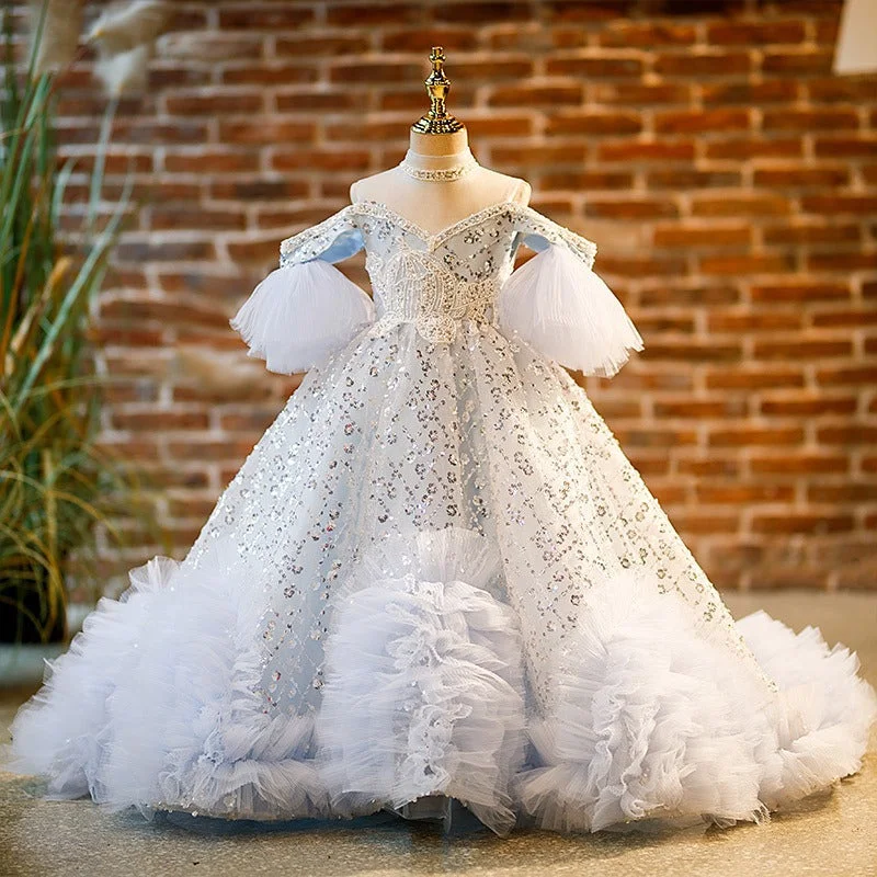 Women's Vacation Clothes Summer Elegant Flower Girl Wedding  Birthday Party Princess Dress