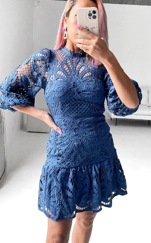 Women's Professional Outfit Raelynn Lace Mini Dress - Blue