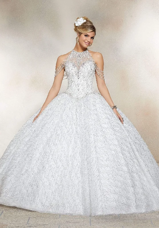 Formal Outfit For Women Vizcaya by Mori Lee - 89221 Chandelier Garlanded Halter Ballgown