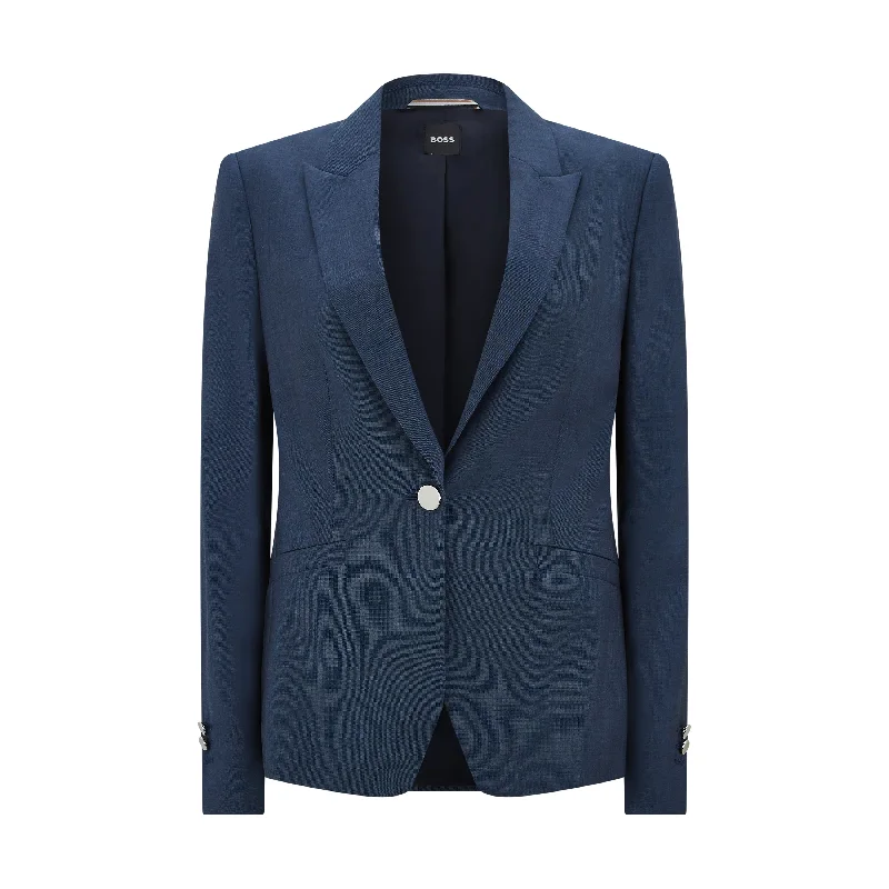 Women's Luxury Apparel Januri Tailored Wool Jacket Navy