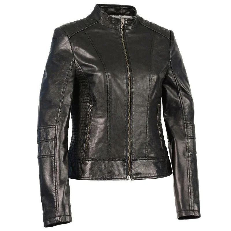 Stylish And Comfortable Clothing For Women Milwaukee Leather Women's Zip Front Stand Up Collar Black Leather Jacket SFL2860