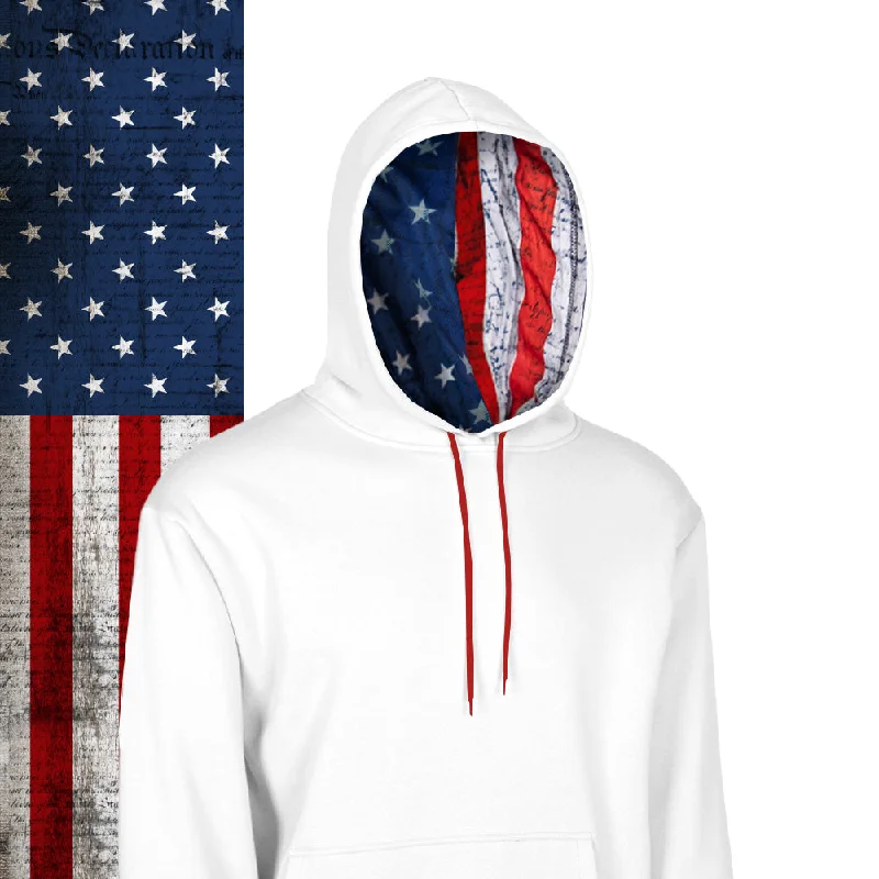 Women's Outfit For The Office Classic Lined Hoodie | American Flag | White