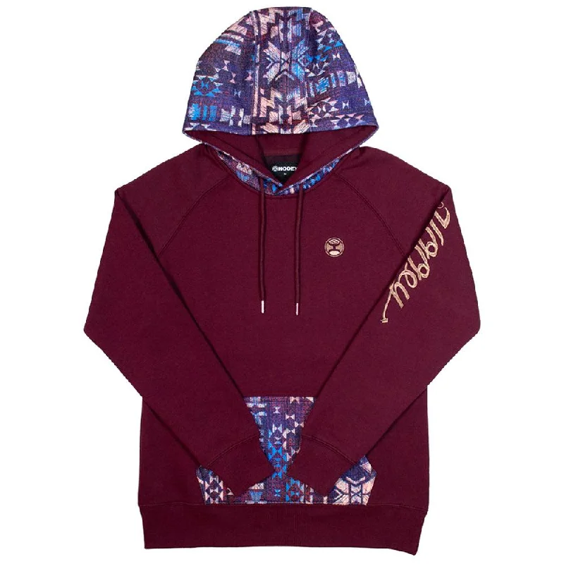 Women's Holiday Clothes "Veracruz" Maroon w/Aztec Pattern Hoody