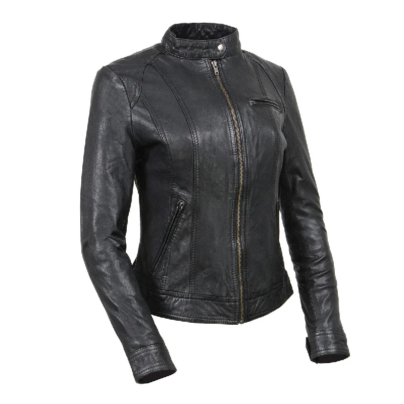 Women's Plus-Size Clothes Milwaukee Leather Vintage SFL2811 Women's Black Zipper Front Motorcycle Casual Fashion Leather Jacket