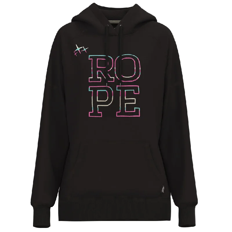 Women's Everyday Apparel "Rope Like A Girl" Black w/ Multi Color Logo Hoody