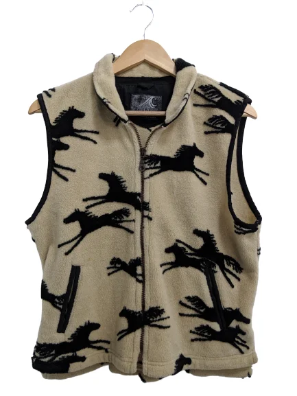 Affordable Luxury Women's Apparel [M] Vintage Sherpa Fleece Horse Vest