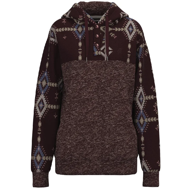 Women's Outerwear Apparel "Jimmy" Charcoal/ Maroon w/ Aztec Hoody