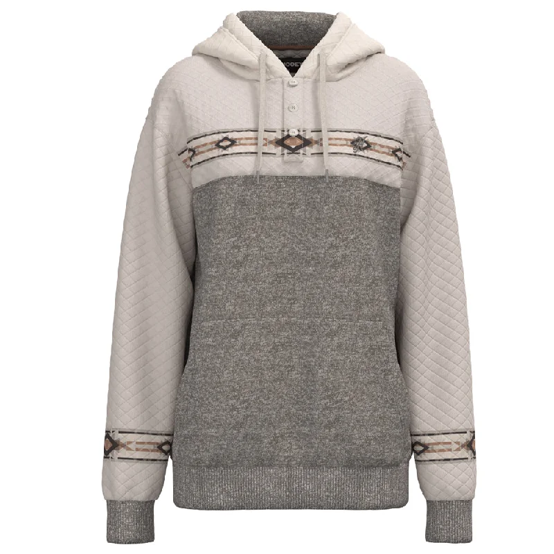 Comfortable Women's Apparel "Jimmy" Grey /White w/ Quilted Pattern Hoody