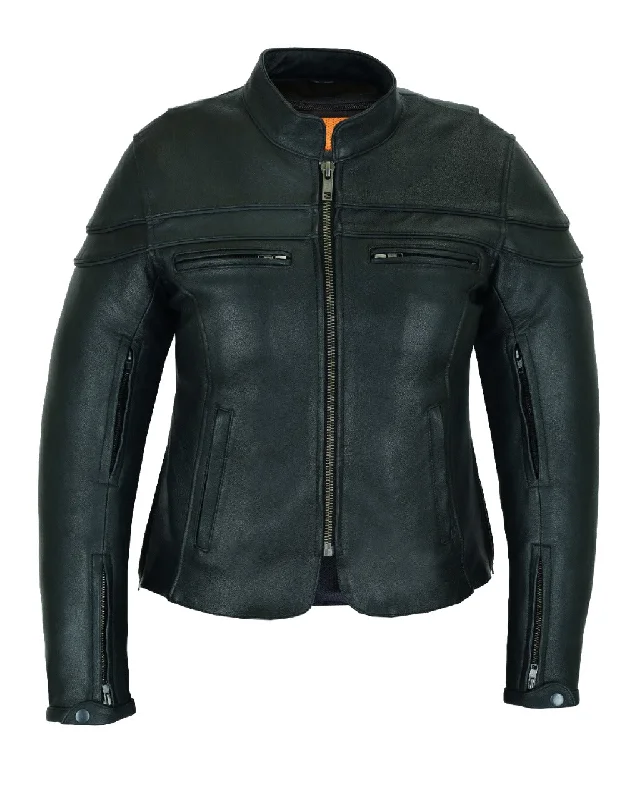 Women's Casual Apparel VL631 Vance Leather Ladies Racer Jacket with Zip Out Liner