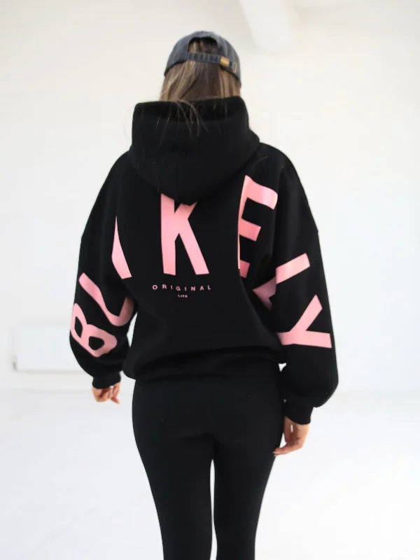 Women's Formal Event Clothing Members Isabel Oversized Hoodie - Black & Pink