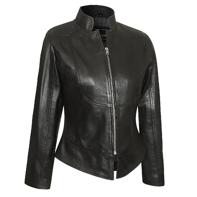 Women's Outerwear Apparel VL650 Vance Leathers' Ladies Premium Soft Lightweight Black Fitted Leather Jacket