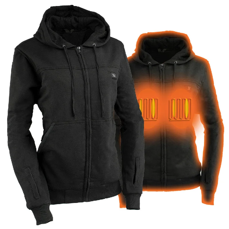 Women's Sporty Chic Clothes Nexgen Heat MPL2717DUAL Technology Women's Heated Hoodie - Black Sweatshirt Jacket for Winter Season w/Battery Pack