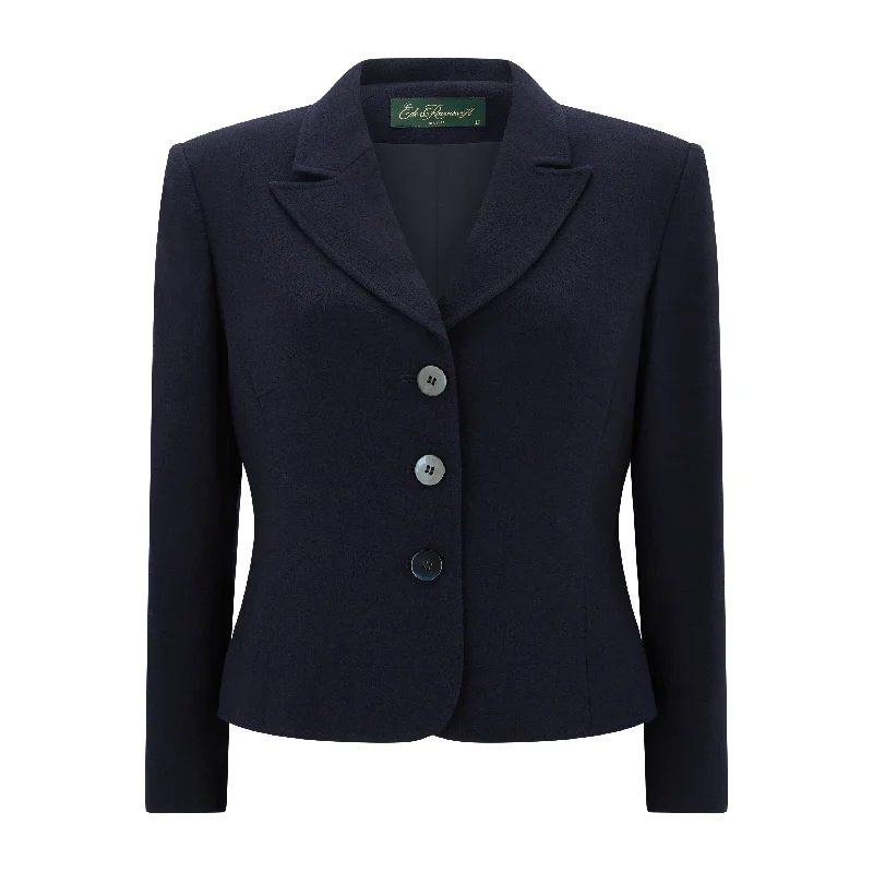 Women's Cozy Clothes Navy Jennifer Tailored Wool Crepe Jacket