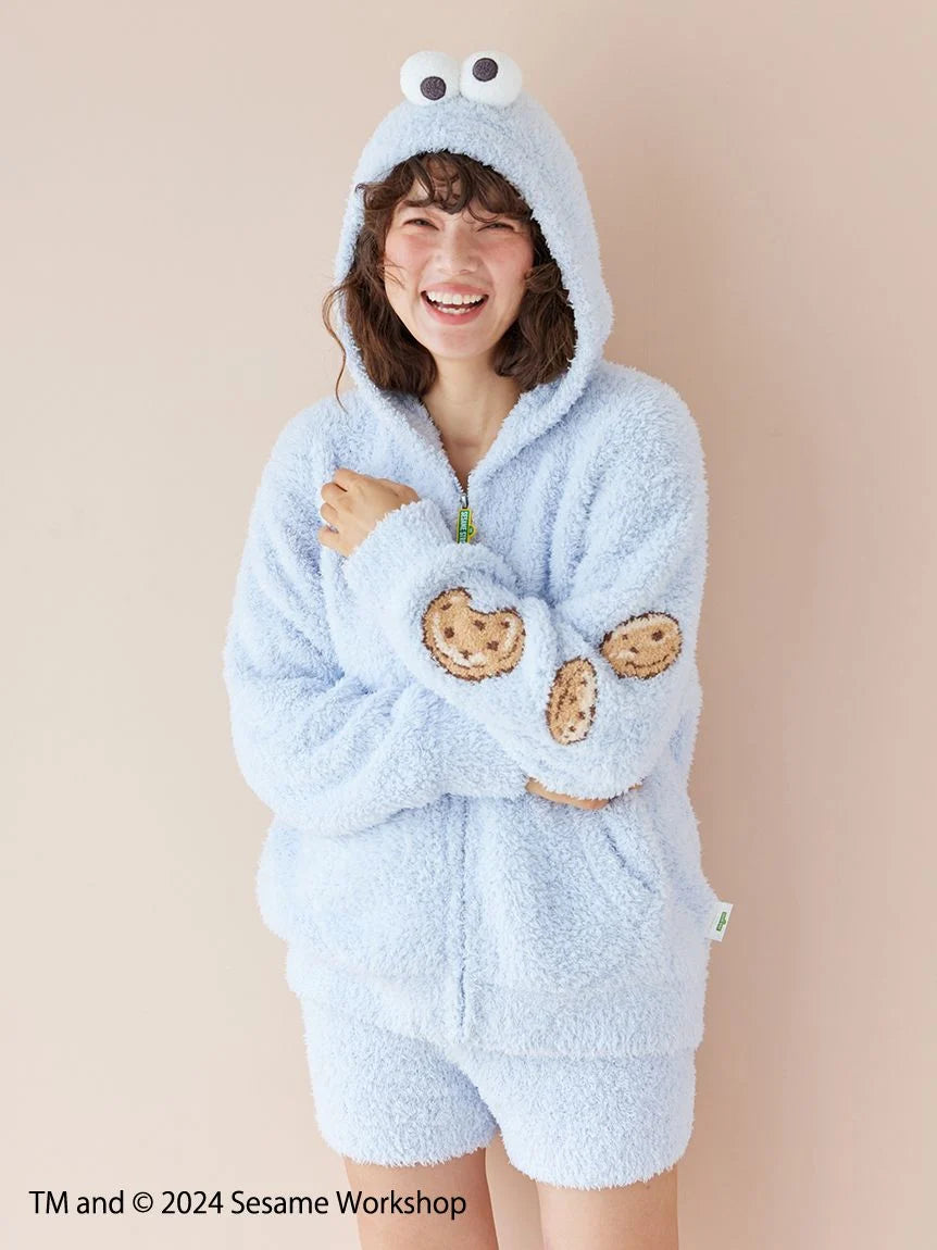 Women's Evening Wear Outfit 【SESAME STREET】Cookie Monster Hoodie and Shorts Set