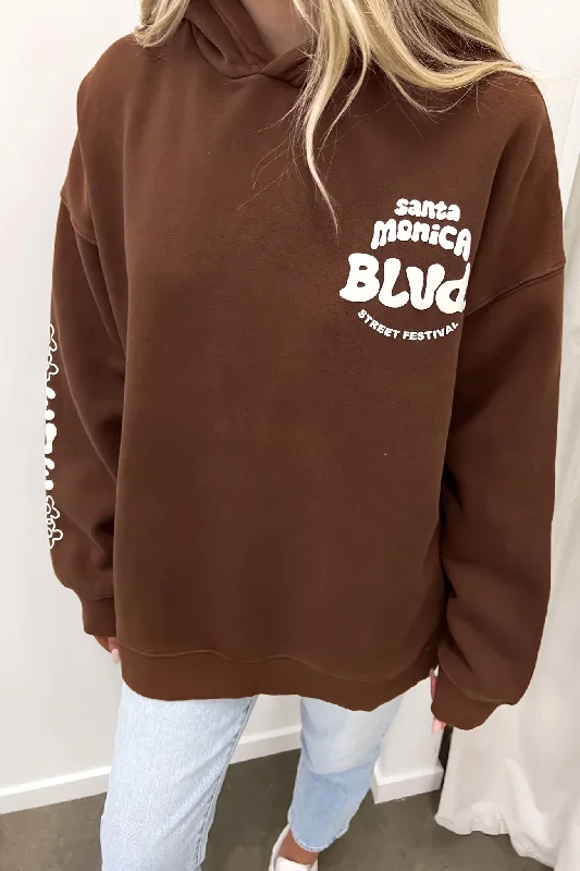 Women's Cozy Winter Attire Santa Monica Hoodie Brown