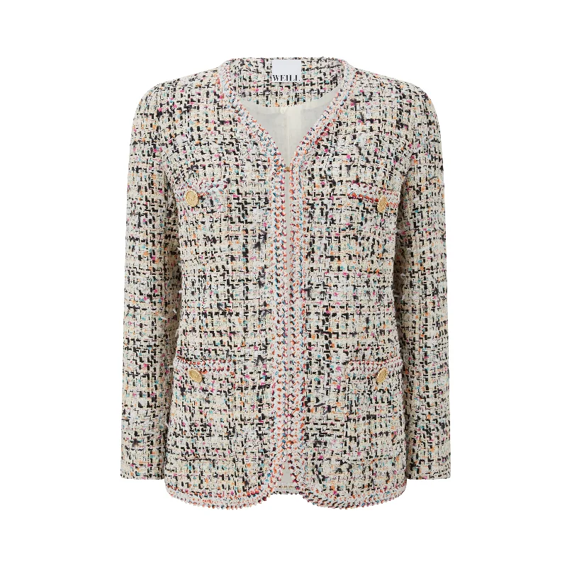 Charming Women's Holiday Apparel Tailored Boucle Jacket