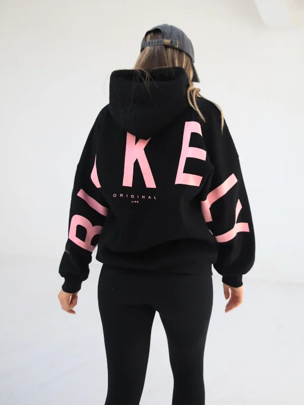 Fashionable Women's Clothing Members Isabel Oversized Hoodie - Black & Pink