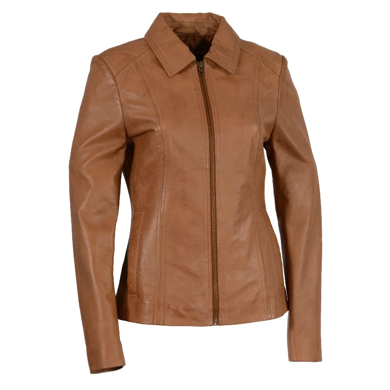 Affordable Luxury Women's Garments Milwaukee Leather SFL2850 Women's Classic Saddle Zippered Motorcycle Style Fashion Leather Jacket with Shirt Style Collar