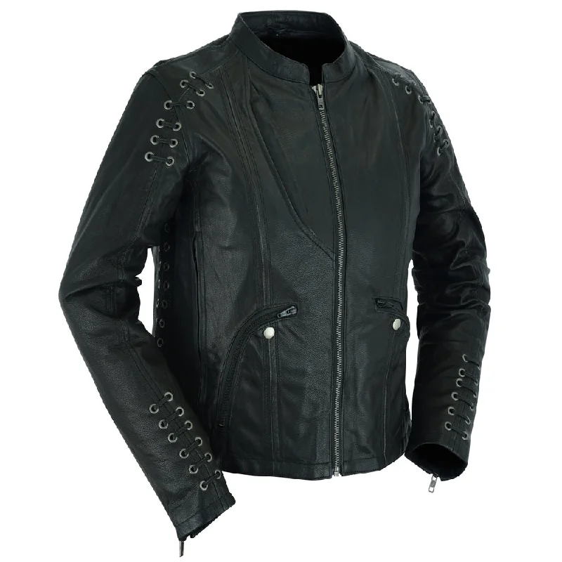 Women's Travel Apparel DS885 Women's Stylish Jacket with Grommet and Lacing Accents