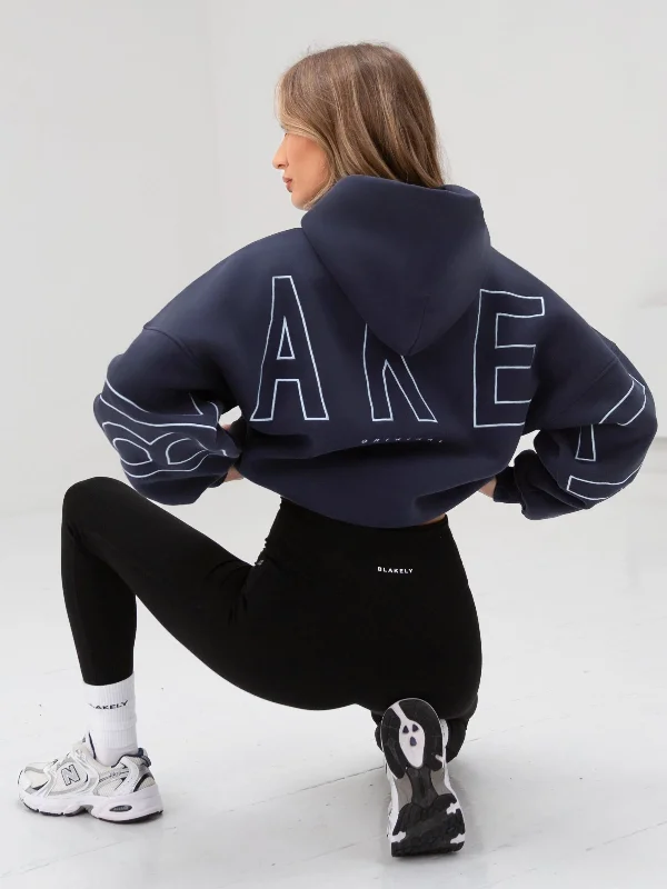 Women's Trendy Activewear Apparel Embroidered Isabel Oversized Hoodie - Soft Blue