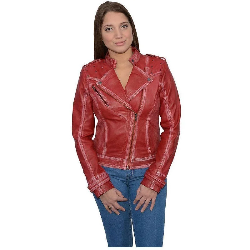 Women's Clothes For The Office Milwaukee Leather Women's Maiden Red Premium Sheepskin Motorcycle Fashion Leather Jacket SFL2840