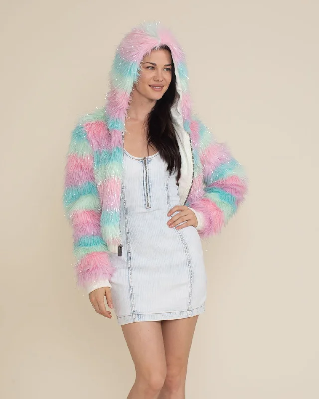 Women's Clothing Apparel Sets Hooded Women's Cropped Faux Fur Jacket | Doll Party