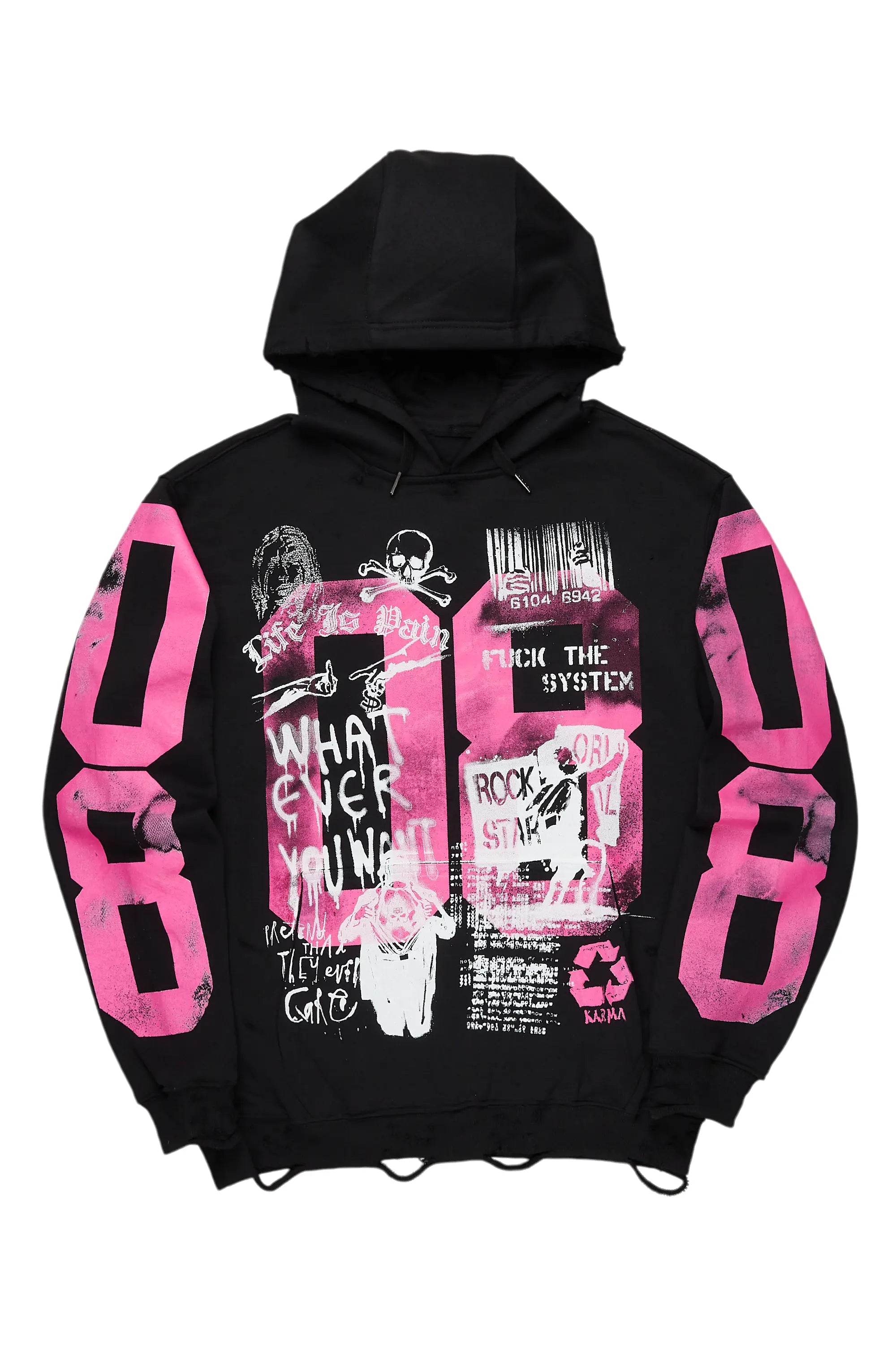 Women's Vintage Attire Kamille Black/Pink Oversized Hoodie