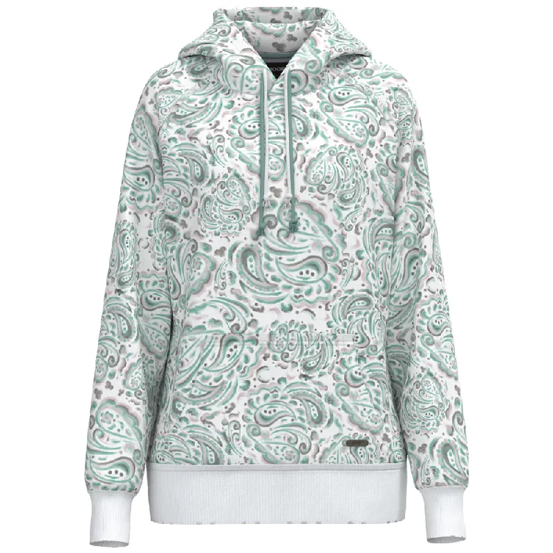 Women's Plus-Size Garments "Chaparral" Turquoise/White w/Paisley Hoody