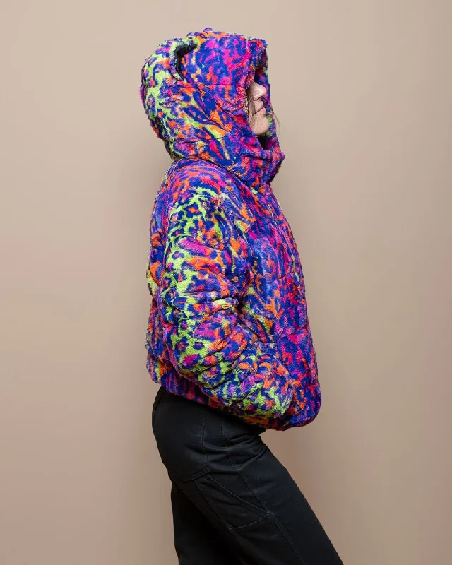 Elegant Women's Evening Garments Classic Women's Hooded Puffer Jacket | Neon Disco Kitty