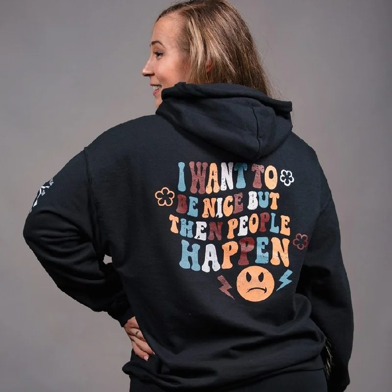 Women's Clothing With Trendy Designs Women's Be Nice Hoodie - Black