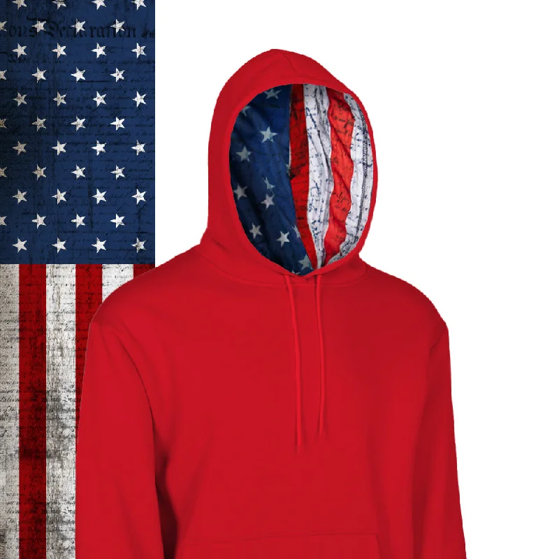 Women's Vacation Outfit Classic Lined Hoodie | American Flag | Red