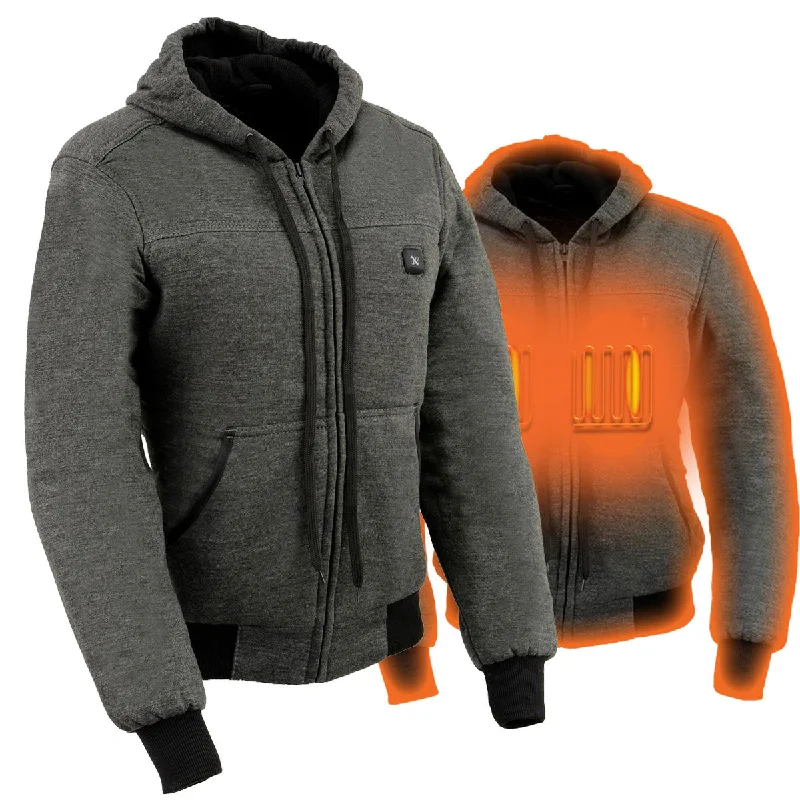 Women's Athletic Apparel Nexgen Heat MPL2713SET Women Grey 'Heated' Front Zipper Fiery Hoodie Jacket for Outdoor Activities w/ Battery Pack